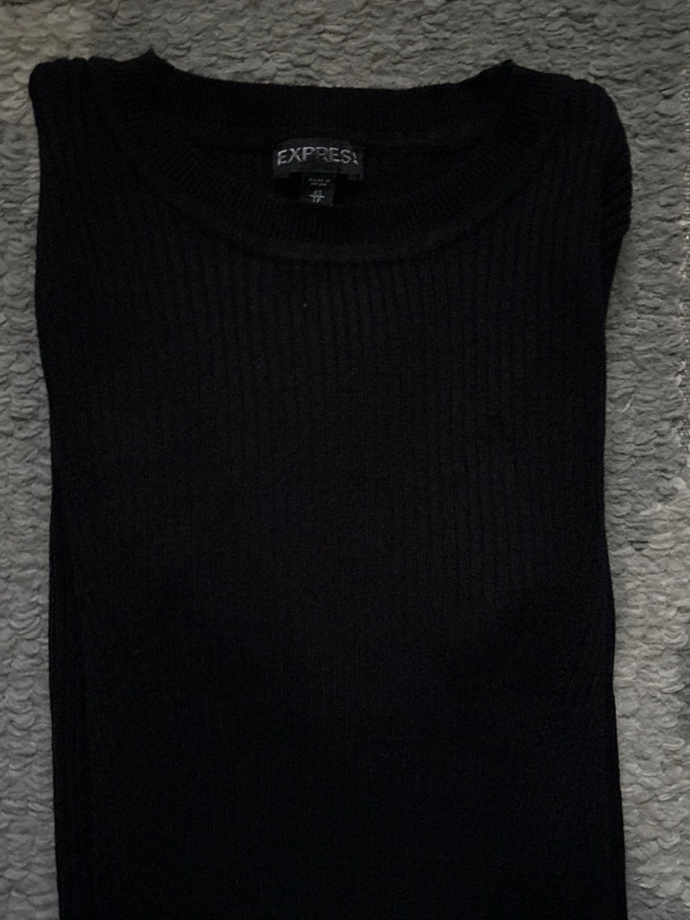 Express Black Ribbed Crewneck Midi Dress